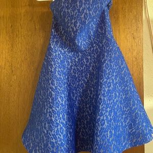Blue Lace Strapless Dress